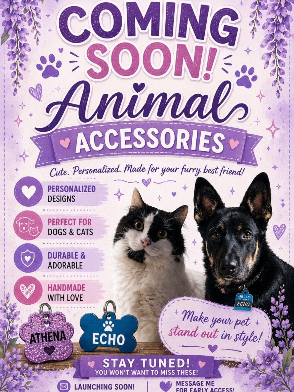 🐾 Coming Soon: Custom Pet Accessories – Cute, Personalized & Must-Have!